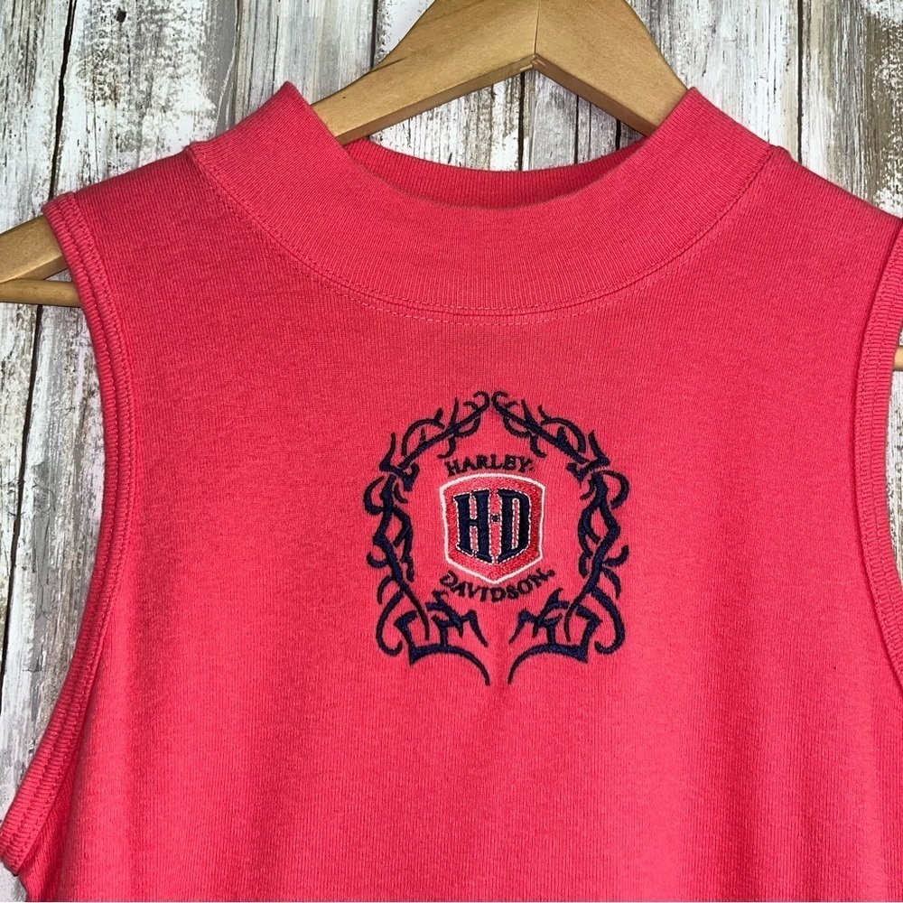 Harley Davidson Pink Embroidered High Neck Tank - Picture 4 of 5